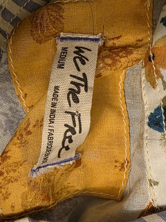 Free People Patchwork Floral Button-Down Shirt in Lavender, Yellow & Teal - Picture 4 of 4